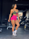 Green leopard short set