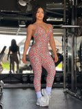 Orange leopard jumpsuit