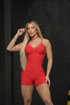 Red wallpaper romper