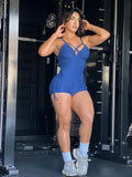 Navy wallpaper romper