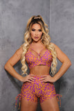 Purple leopard short set