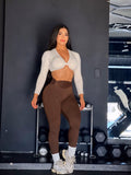 Brown cream leggings set