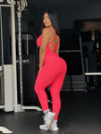 Neon pink wallpaper jumpsuit