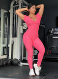 Neon pink wallpaper jumpsuit