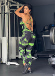 Black and green tie dye wallpaper jumpsuit