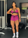 Hot pink leopard short set