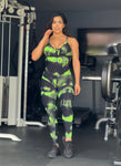 Black and green tie dye wallpaper jumpsuit