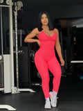 Neon pink wallpaper jumpsuit