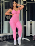 Baby pink wallpaper jumpsuit